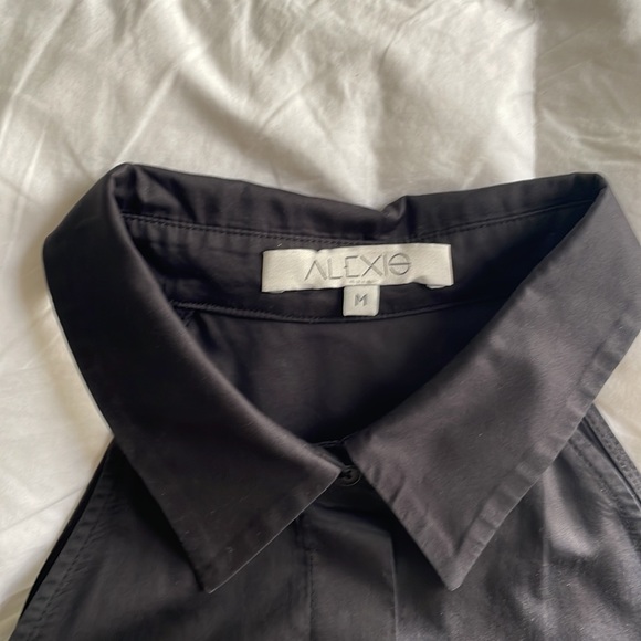 Alexis Black Cold Shoulder Cotton Button Down Blouse-worn one time size M - Picture 3 of 4